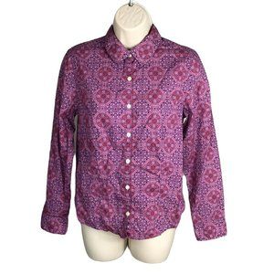 Charter Club Women's Button Up Collared Shirt ~ Sz 8P ~ Purple ~ Long Sleeve